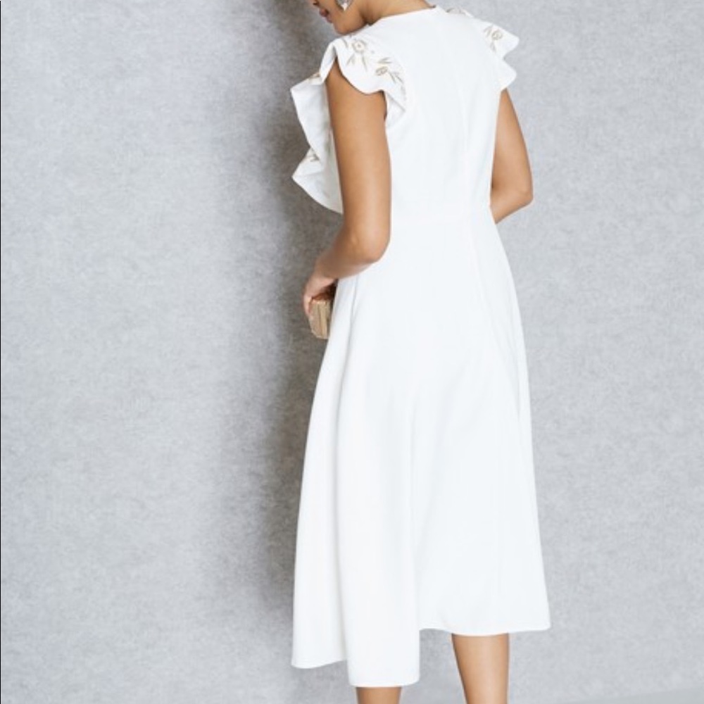 Embroidered Ruffle Shoulder Dress - Picture 4 of 5